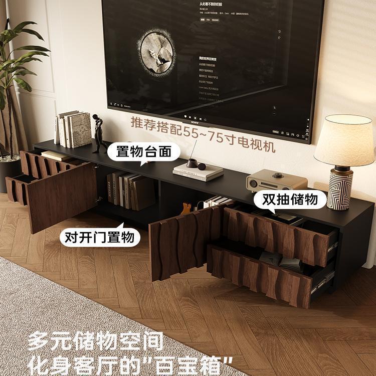 中古风新款客厅电视柜边柜茶几小户型组合收纳柜一体落地款|undefined