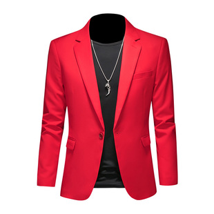 Foreign Trade Cross-border Large Size Men's 2023 Spring Double Split Men's Casual Solid Color Suit Men's Jacket Single Western Top