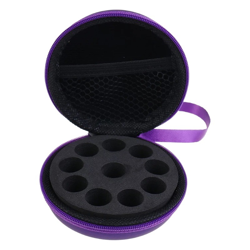 Manufacturer Wholesale 10-Grids Doterra Essential Oil Bag 1m L2Ml Essential Oil Sub-Bottle Pu Leather Eva Round Storage Portable Bag