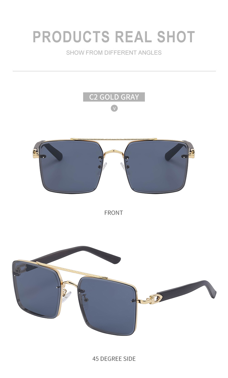 Men's Fashion Solid Color Pc Square Metal Sunglasses display picture 12