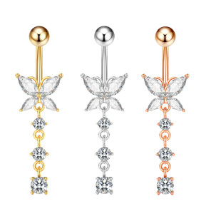 Amazon eBay hot new belly button ring creative butterfly zircon umbilical buckle umbilical ring puncture jewelry