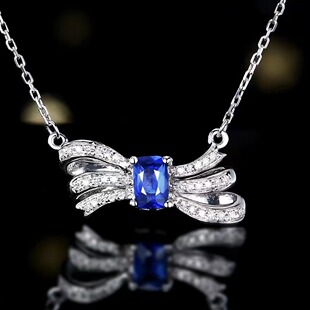 Full Color New 0.3 karat Sri Lanka Natural Royal Blue Sapphire 18k Gold Necklace Royal Blue Clavicle Chain