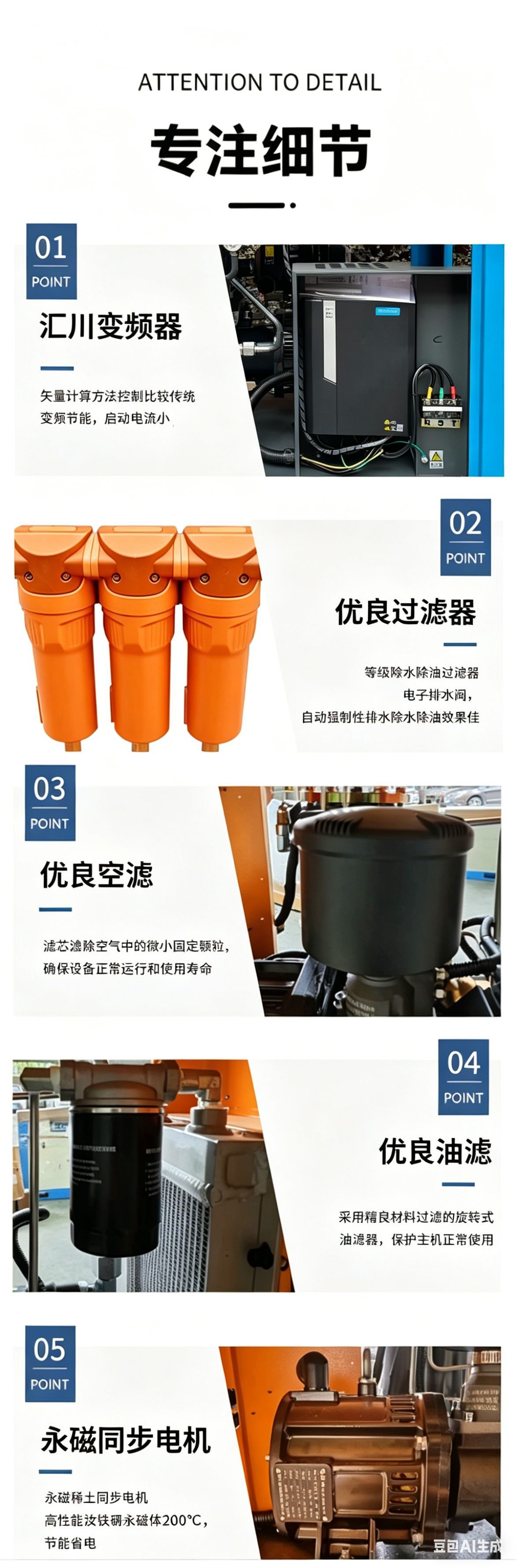 Permanent magnet variable frequency screw type air compressor 7.5kw 37kW industrial grade large high-pressure 380v air compressor