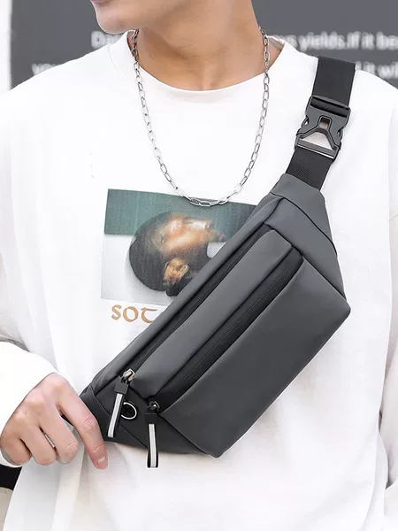 Foreign Trade Waist Bag Men's Chest Bag Casual Crossbody Bag Outdoor Sports Ins Trendy Simple Shoulder Chest Bag Printable Logo