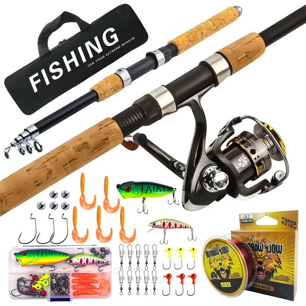 Cross-border hot cork handle glass fiber road rod suit long-cast sea fishing bait full set of suit wholesale