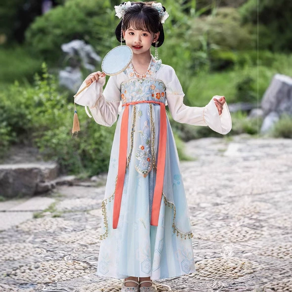 Детская супер фея в костюме Hanfu детская юбка для девочек Tangfang 2025 новый весенний и осенний цветок бог с широким рукавом платье