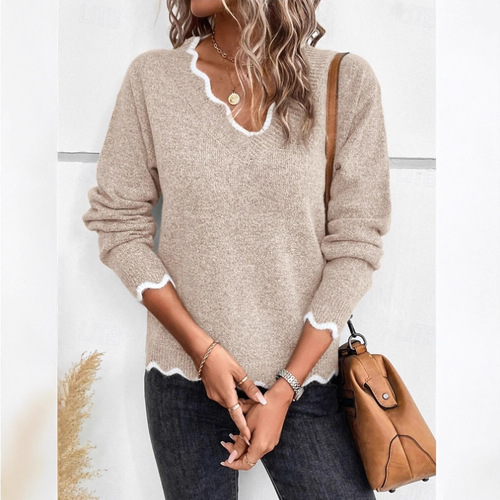 Autumn and Winter New Hollowed Long-Sleeve Knit Top Hooded Loose Women's Knit Top for Women