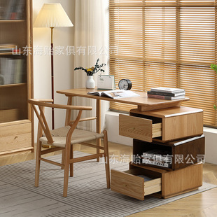 Haiyi furniture solid wood desk bookcase integrated corner computer desk Nordic multi-functional desk retractable corner table