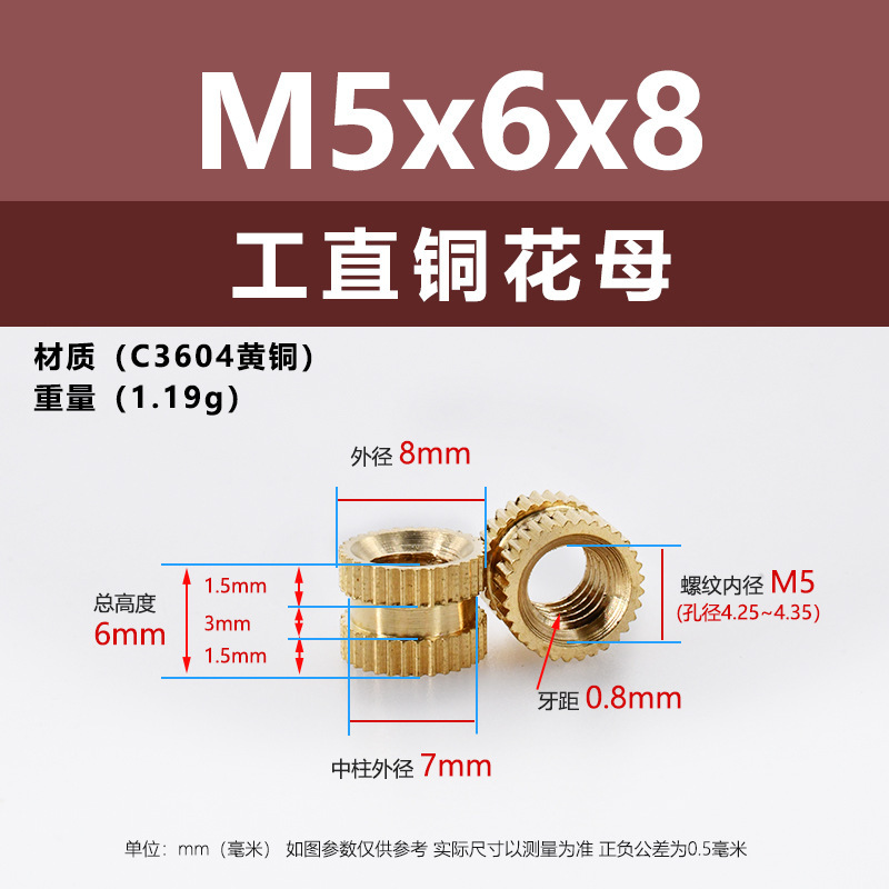 メーカー直販工直黄銅ホットメルト射出ナットM4-M8王直通孔インサート埋込ロール銅ナット|undefined