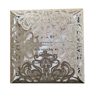 European-style Beautiful Invitation Card Glitter Powder Lace Greeting Card Holiday Blessing Invitation Card Invitation Card Factory in stock