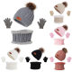 Cross-border European and American children's hat scarf gloves three-piece autumn and winter New Single ball baby hat