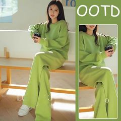 亚马逊韩系高级感一整套ootd穿搭又a又飒秋季休闲减龄卫衣套装女