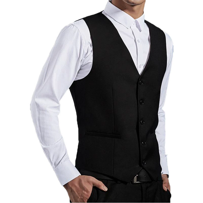 Осенне-Зимний новый деловой мужской костюм-жилет, Мужской приталенный деловой черный жилет, Британский мужской УНИВЕРСАЛЬНЫЙ ЖИЛЕТ