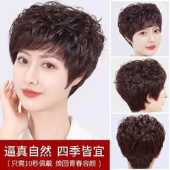 許昌のかつらの本当の人の髪のカバーの女性の工は中高年の短いカールのふわふわしています。