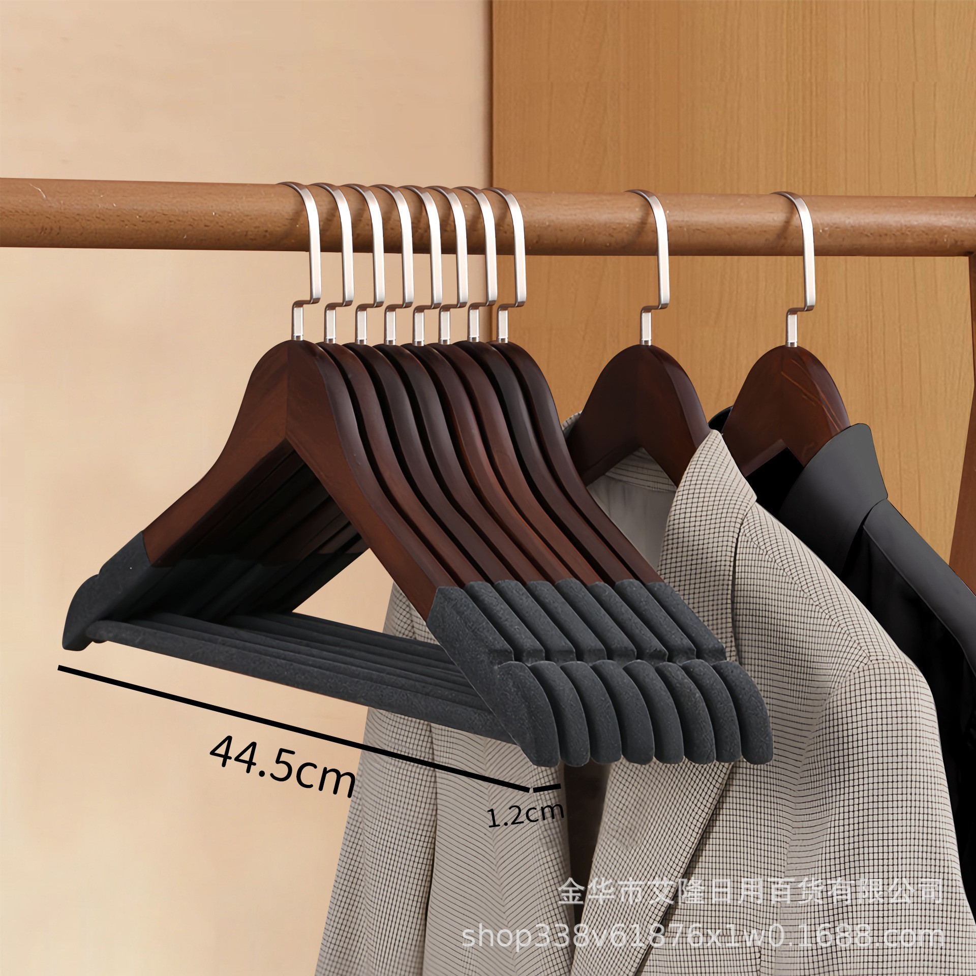 Perchas de madera sólida trajes trajes de ropa de madera sin marcas tiendas de ropa de madera hotel seleccionado soporte de ropa de madera estante de ropa antideslizante