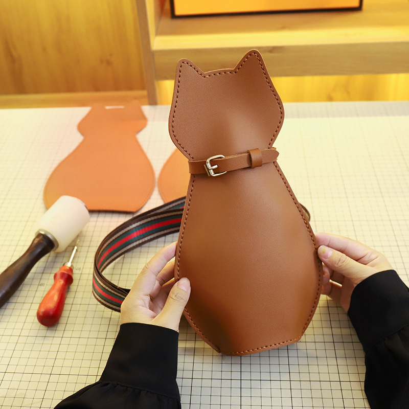 可爱猫咪造型包韩版DIY斜挎包网红时尚胸包单肩女包材料包手工包