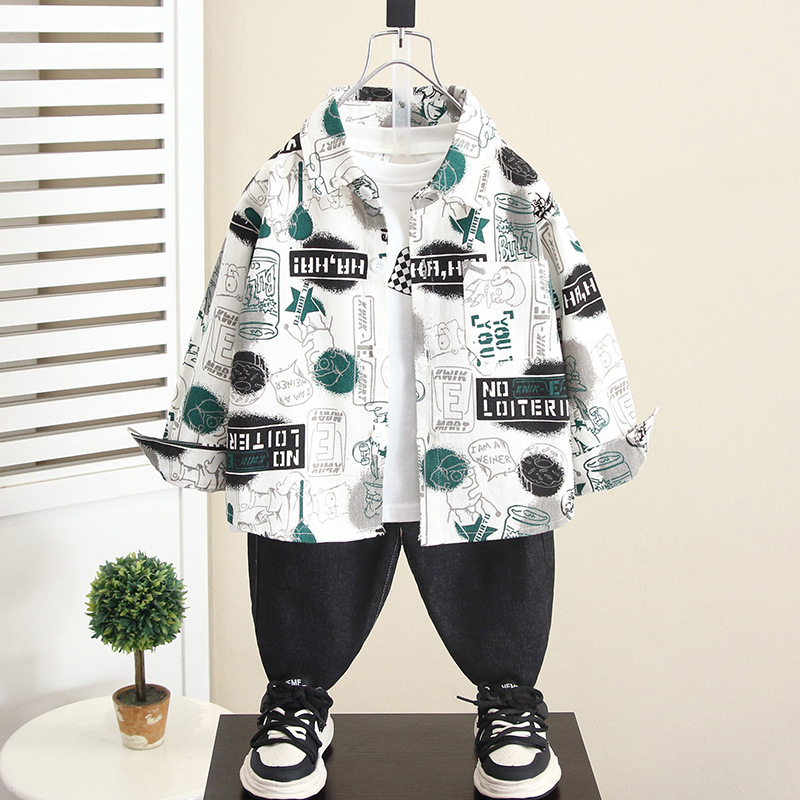 6176 Chaqueta de niño Estilo de primavera y otoño Estilo occidental Camisa de manga larga para bebé Ropa exterior 2025 Nuevos niños Otoño y principios de otoño