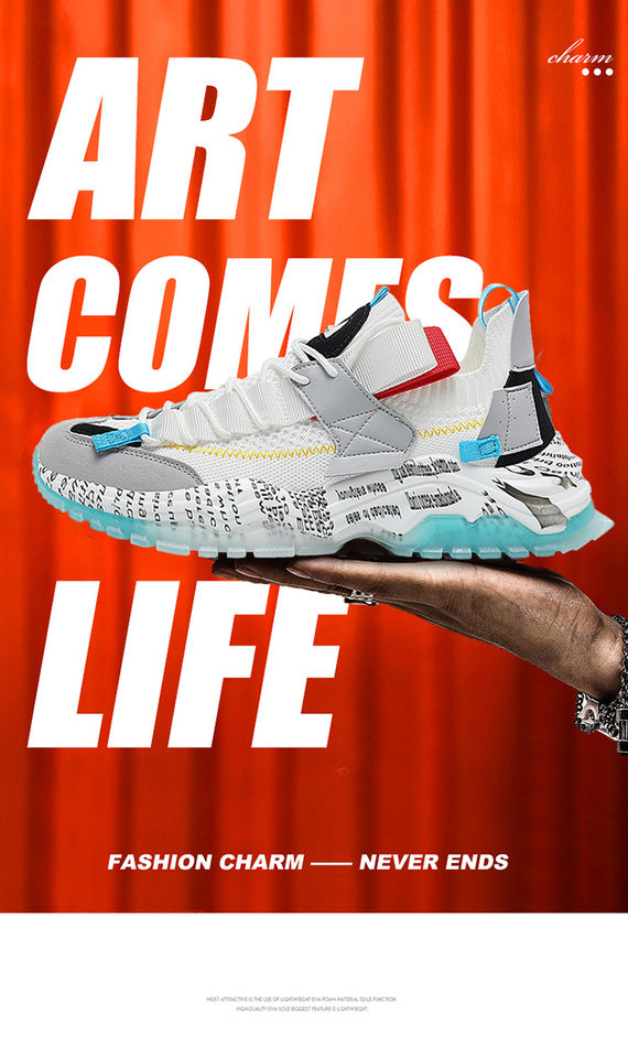 Giày sneaker nam cổ thấp đế dày tăng chiều cao, thân lưới thoáng khí, buộc dây, phong cách thường ngày — Màu be, Màu trắng, Màu đen chi tiết 1