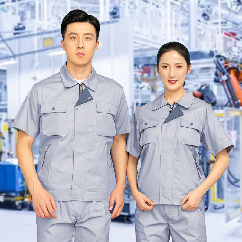 Trajes de trabajo de manga corta de verano para hombres delgados transpirables y resistentes al desgaste taller eléctrico de reparación de automóviles ropa de seguro laboral personalizada