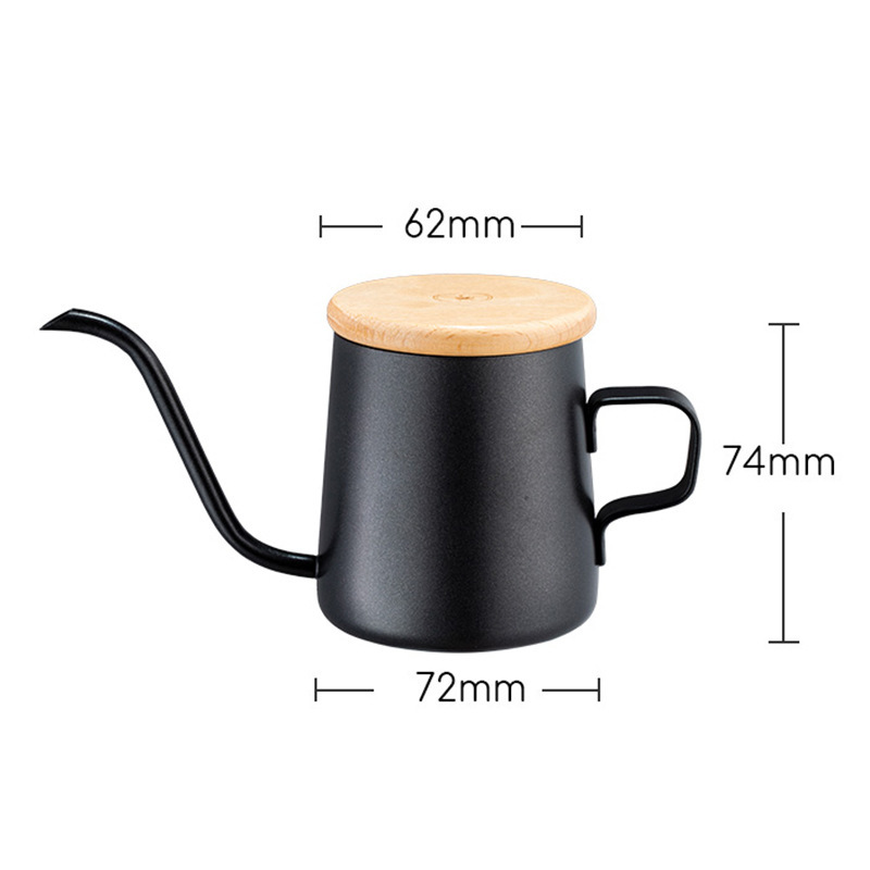 耳をかけるコーヒーの手でポットの先の口を突くポットの長い口ポットのステンレスの点滴式の水筒の家庭用コーヒーポット|undefined