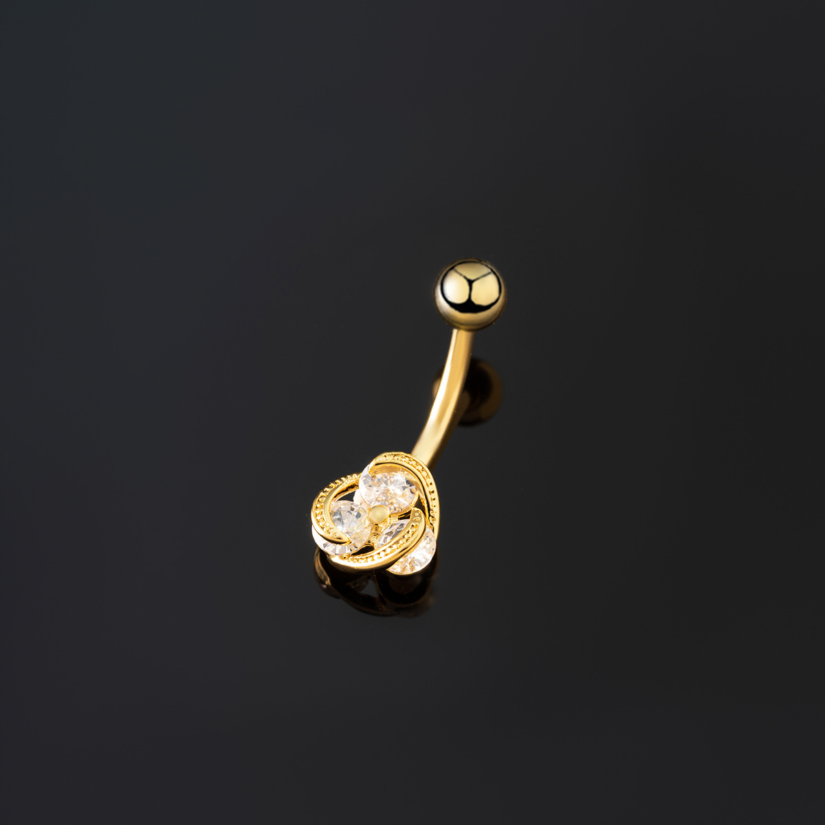 Piercing ombelico circolare con tre zirconi per donna_voghion.com