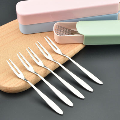 Cake fork 304 Stainless steel Fruit fork Moon Cake Dessert durable household Can be equipped with storage box wholesale