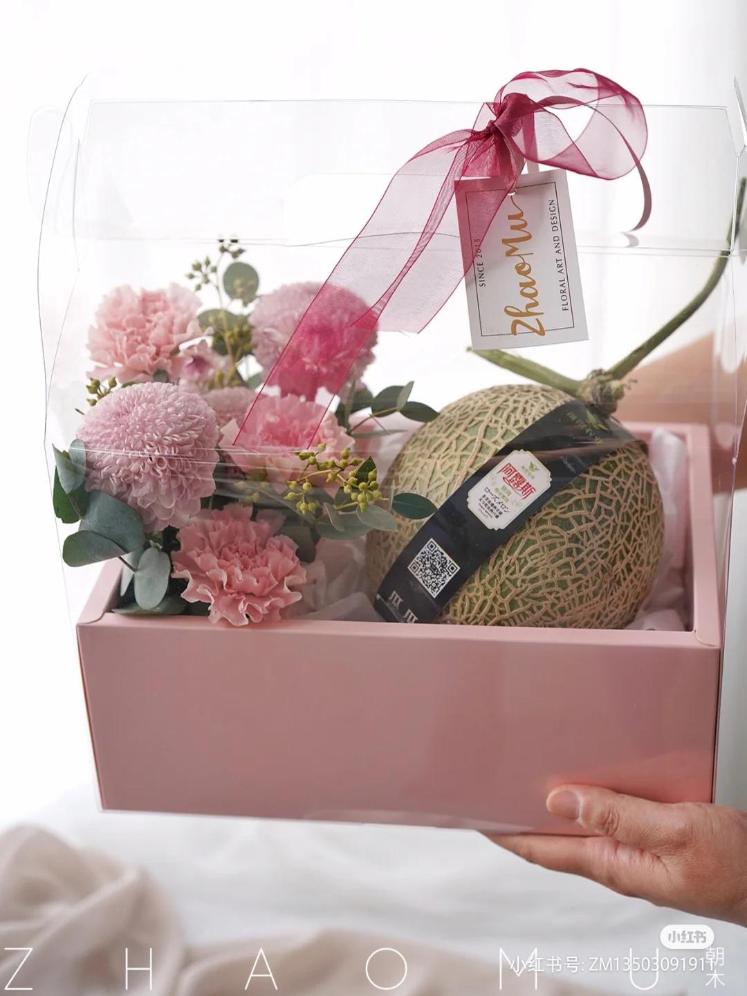 Caja de regalo de pastel de flores para el día de San Valentín Caja de regalo de mano Caja de regalo de flores portátiles transparentes Caja de regalo de flores de mano