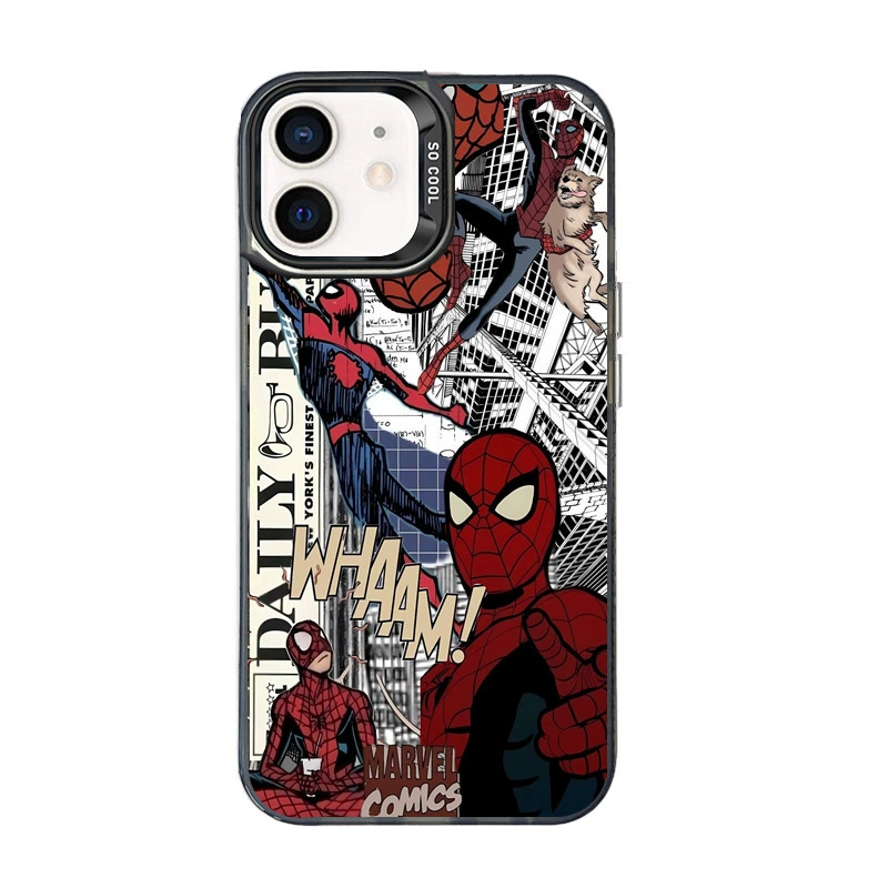 Новый чехол для мобильного телефона iPhone17pro в виде спайдермена, cross-border модный бренд 15 цвет серебро IMD защитный чехол из твердого материала 11