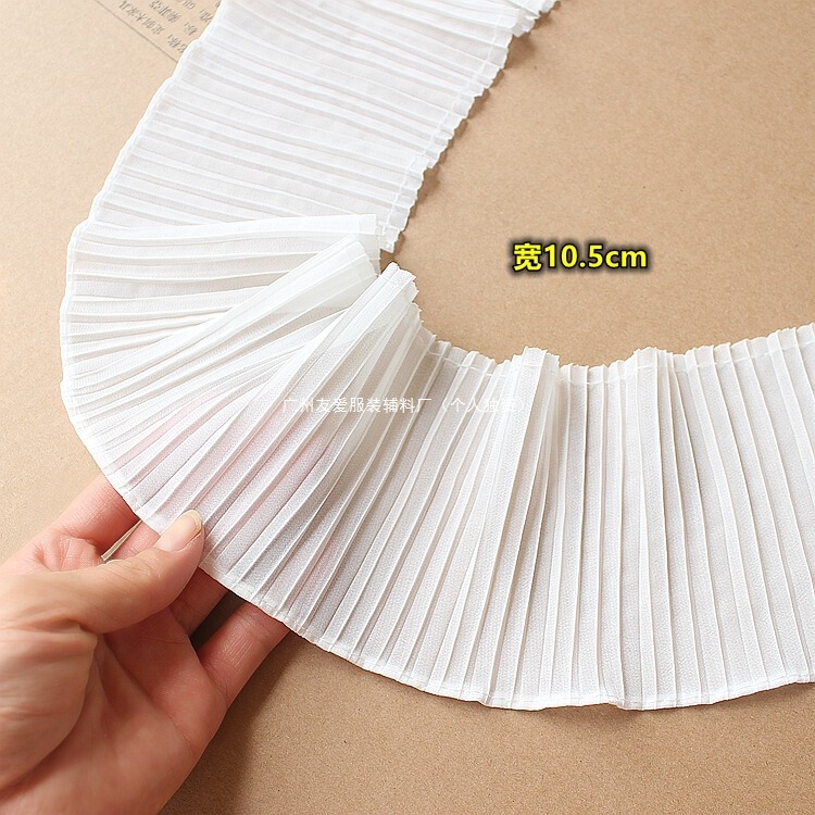 F Japanese Soft Chiffon Pleated Lace Organ Pleated Lace Skirt Sleeves Hem Clothing Decoration Handmade DIY