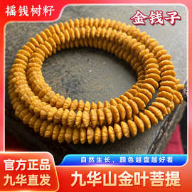 金叶莲花菩提佛珠手持飞碟念珠金叶菩提招财项链九华山金钱子手串