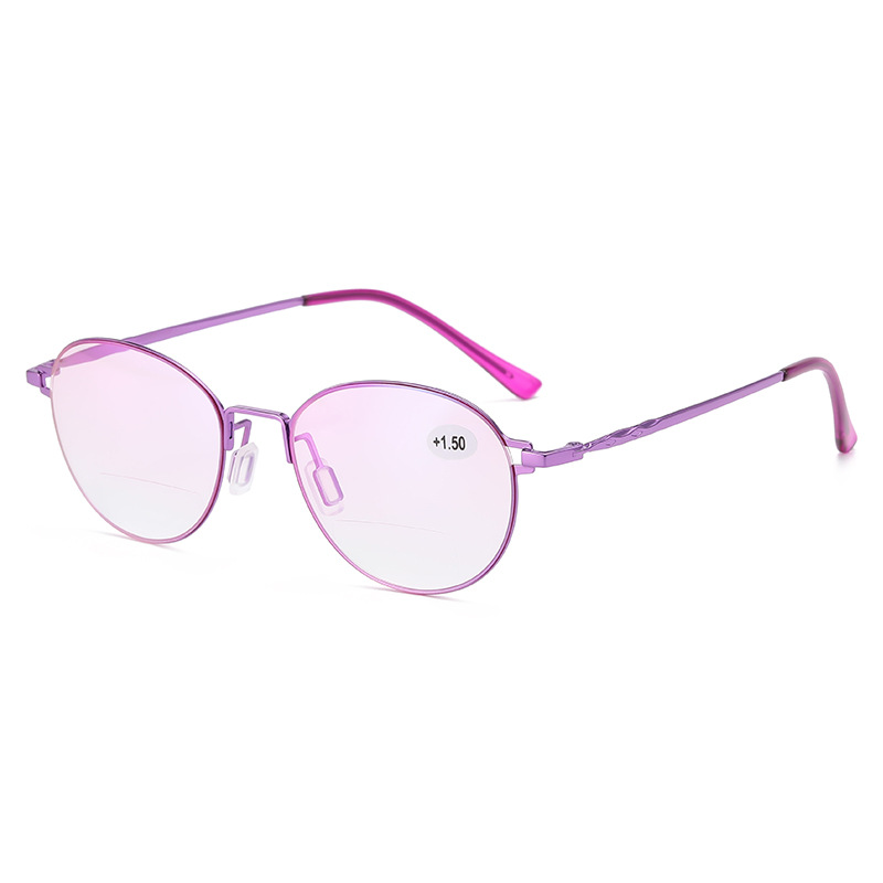 Tiktok mismas gafas de lectura de luz anti-azul gafas de luz doble púrpura elegantes de las mujeres 8104 mirando lejos y cerca gafas para ancianos