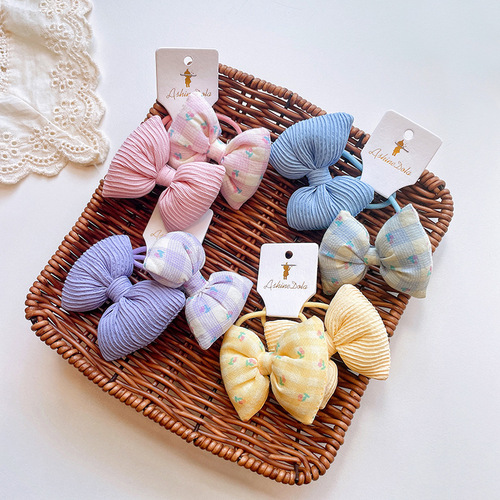 Children's hair tie little girl's cute cotton bow rubber band baby headband Korean style girl's headwear