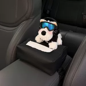 New West Highland Car Tissue Box, Car Armrest Box Tissue Holder, Seat-Mounted Car Tissue Bag, Cute