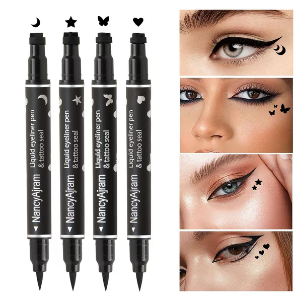 Cross-border double-headed star seal eyeliner waterproof non-faint novice love plum blossom embellishment eye corner eye tail eyeliner