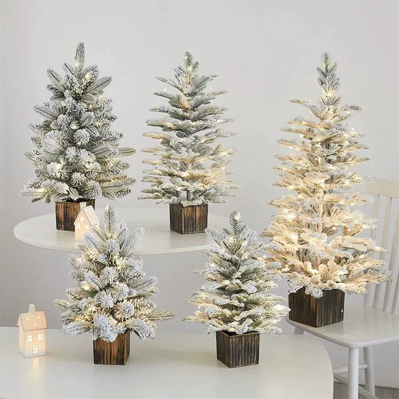 Christmas tree Christmas decoration 456090cm small household mixed simulation snow tree green ornaments desktop decoration
