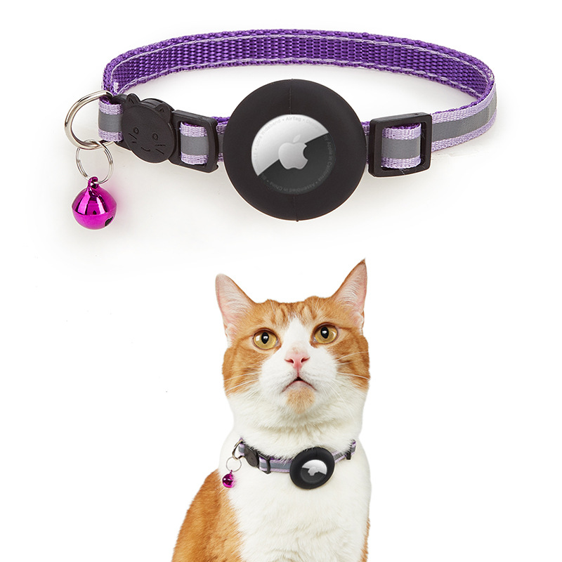 Amazon explosión Airtag collar de gato reflectante con campana hebilla de seguridad collar para mascotas collar de huella en stock