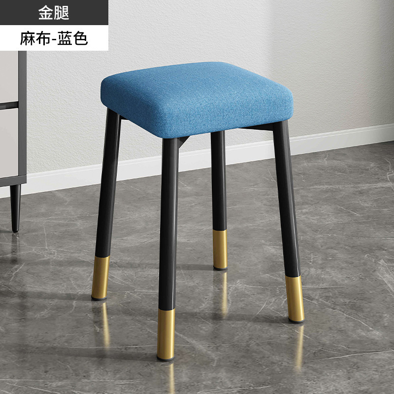 [두꺼운 스펀지/두꺼운 철제 다리] 블루 린넨 + 황금 의자 다리