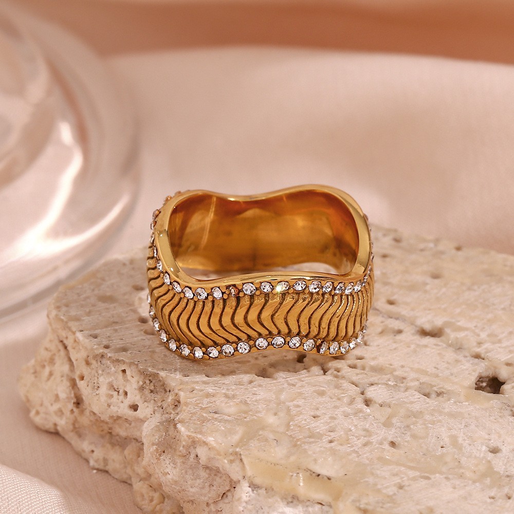 20g Weight PVD Coated Gold Plating Process Zircon Inlay Material Rings Classification 6, 7, 8 Ring Size 1 Piece Quantity Holiday, Daily Occasion 304 Stainless Steel Material Geometric Pattern Women's Gender Plating Design Lady Style Wholesale Jewelry Lady Geometric 304 Stainless Steel Zircon PVD Coated Plating Rings 6
