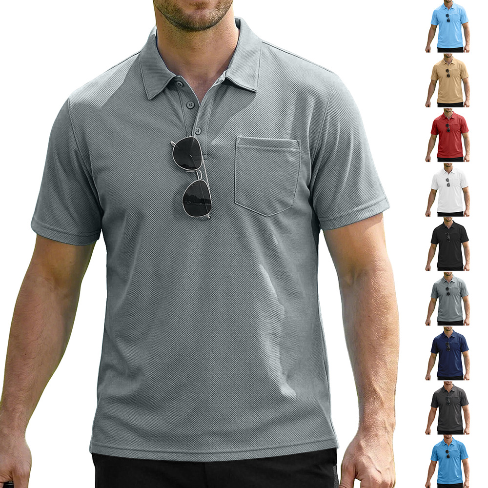 Playera Polo de Manga Corta con Solapa para Hombre de Poliéster Transpirable para Deportes y Uso Casual image 1