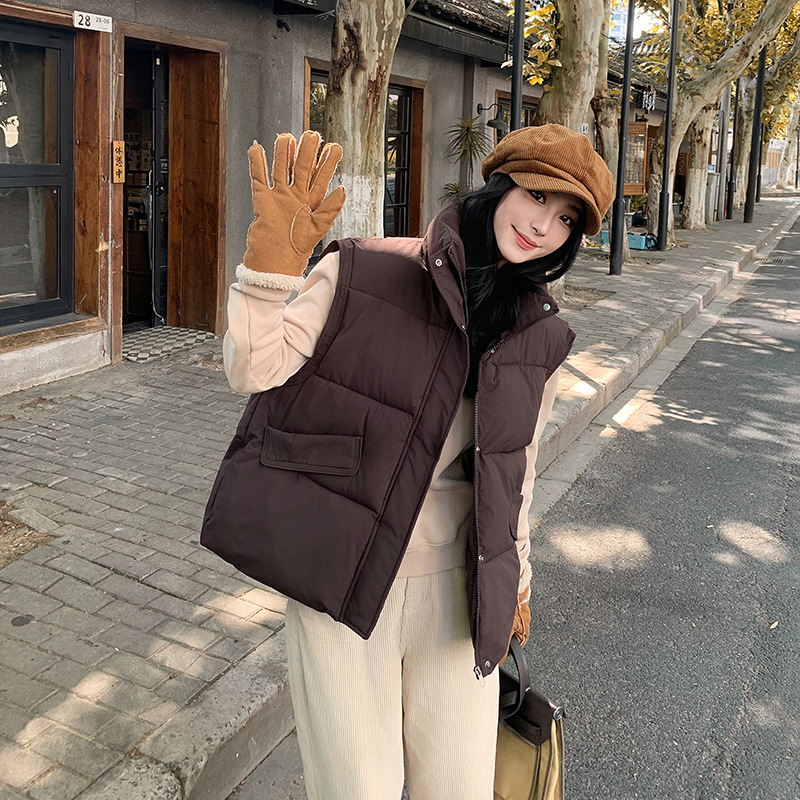 2025 nuevo chaleco de plumón de algodón mujer ropa exterior coreana suelta abrazadera de caballo de invierno corto estilo de moda image 1