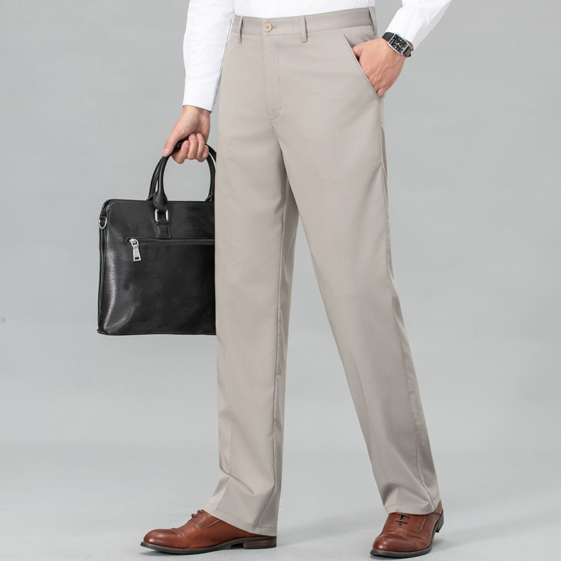 Men's Casual Pants for Spring and Summer 2025 New High-End Drapey Non-Iron Thin Suit Pants for Middle-Aged Men