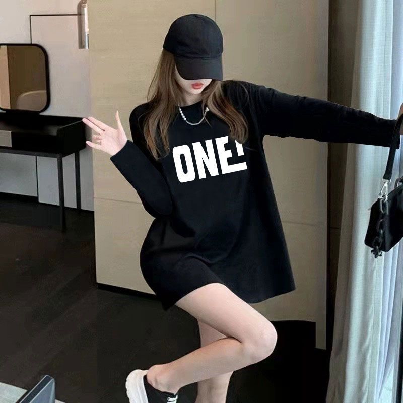 重いポンドの純綿の長袖のtシャツの女子学生はゆったりしています。|undefined