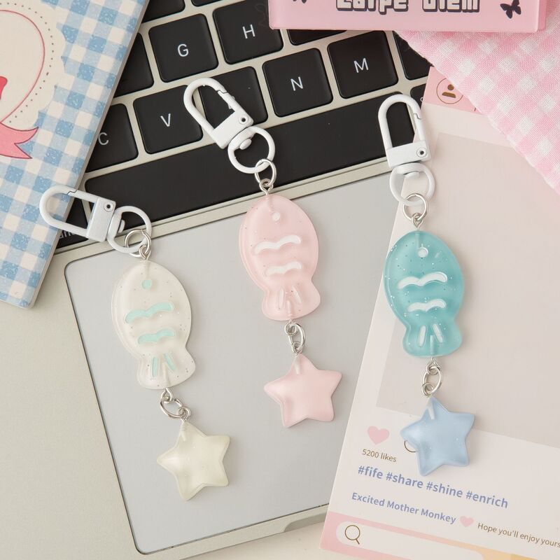 Cartoon Taiyaki Keychain Cute Transparent Small Fish Star Pendant Cross-Border Small Gift Wholesale Hanging Ornament