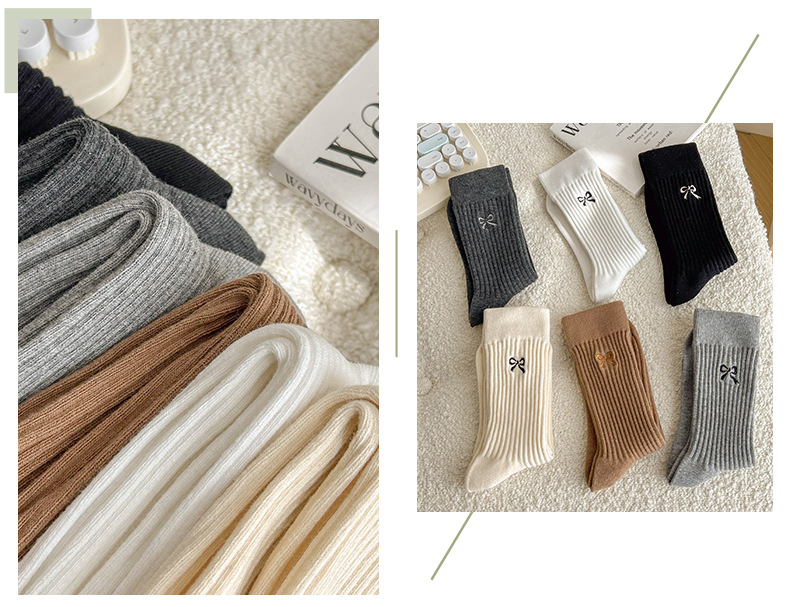 Daily, Party Occasion Non-Slip Function Women's Sweet Bow Knot Cotton Crew Socks A Pair