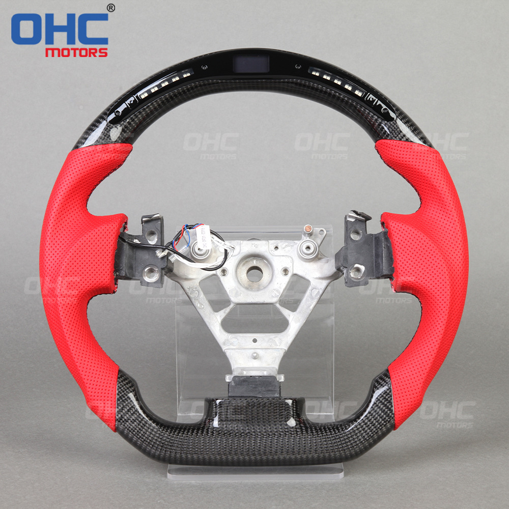 Suitable for Nissan 350Z perforated leather carbon fiber LED steering wheel red car modified steering wheel