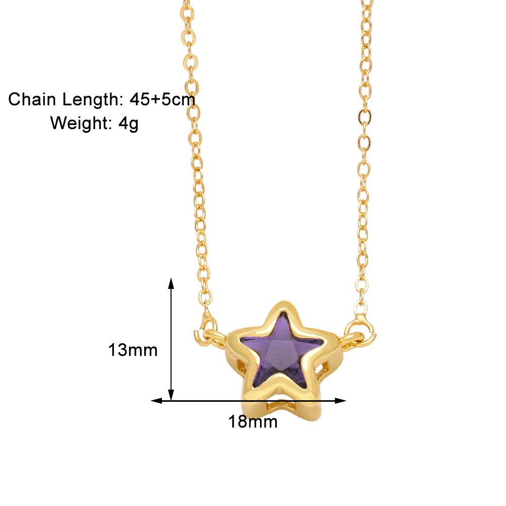 Copper Simple Style Star Plating Inlay Zircon Pendant Necklace display picture 3