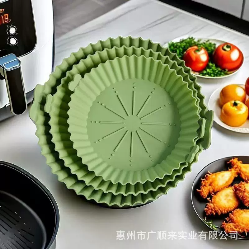批发圆形空气炸锅食品级耐高温硅胶烤盘家用模具加厚餐盘烧烘培