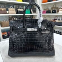 马鞍缝蜡线手工铂金包钢五金a级头层牛皮鳄鱼纹25/30手提无肩带