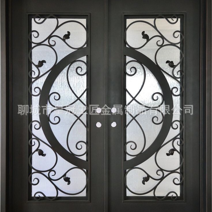 Self-built wrought iron door villa wrought iron door home European-style hollow anti-theft glass door Self-built wrought iron door villa wrought iron door home European-style hollow anti-theft glass door