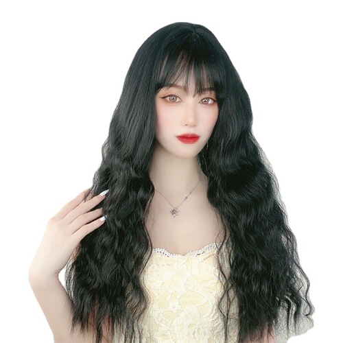 Japanese wig female long curly hair corn permed wool roll realistic temperament face shaping internet celebrity lolita long hair full headgear